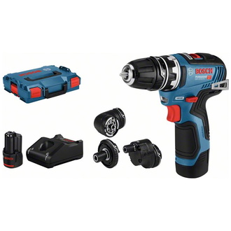 Bosch Akku-Bohrschrauber GSR 12V-35 FC, incl. 2x Akku GBA 3 Ah, Schnellladegerät, 4x Aufsatz, L-BOXX