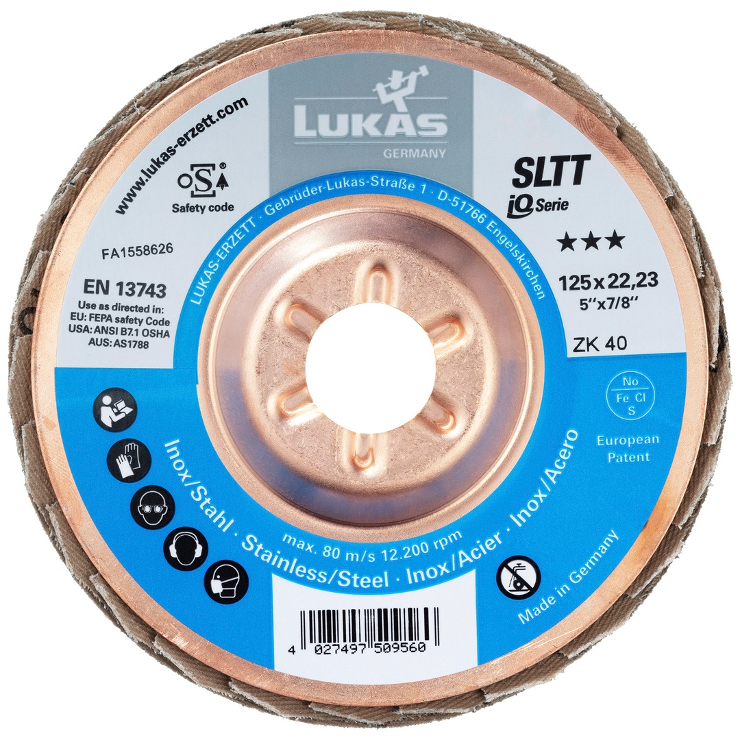 LUKAS-ERZETT LUKAS Fächerschleifscheibe SLTT universal Ø 125 mm Zirkonkorund Korn 60 flach