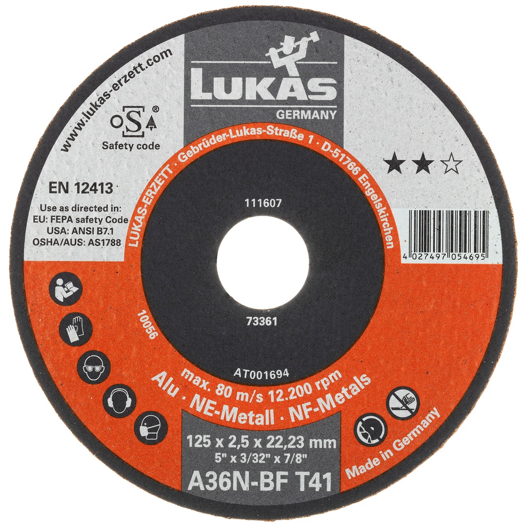 LUKAS-ERZETT LUKAS Trennscheibe T41 für Alu 115x1 mm gerade, für Winkelschleifer, A60N-BF