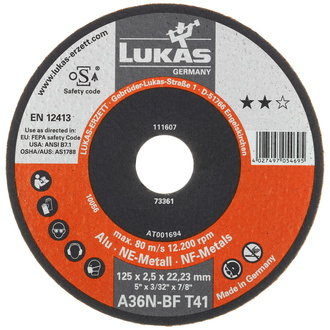 LUKAS Trennscheibe T41 für Alu 115x1 mm gerade, für Winkelschleifer, A60N-BF