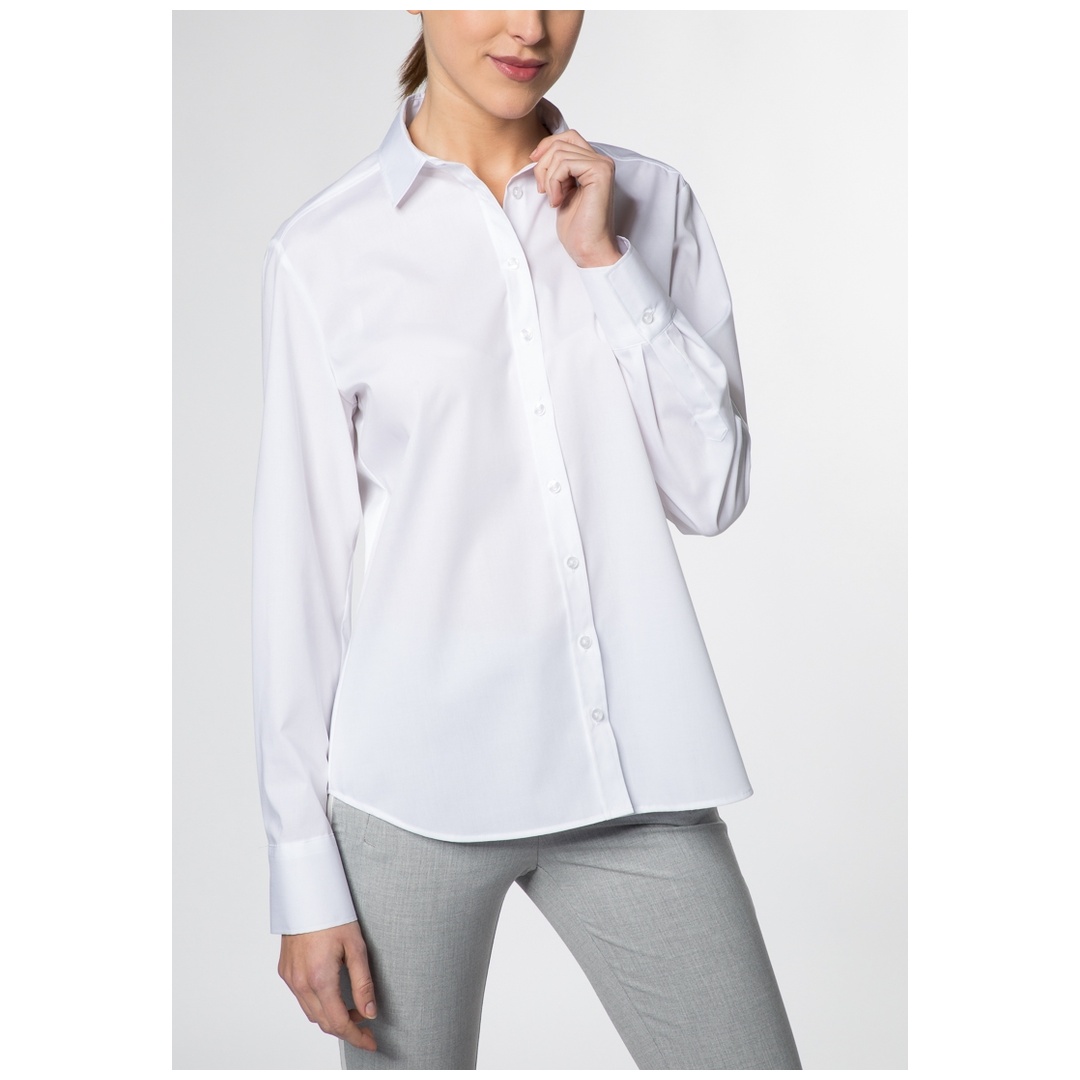 ETERNA SCHNITT CHAMBRAY STRETCH weiß, GERADE, Gr. 36 D780