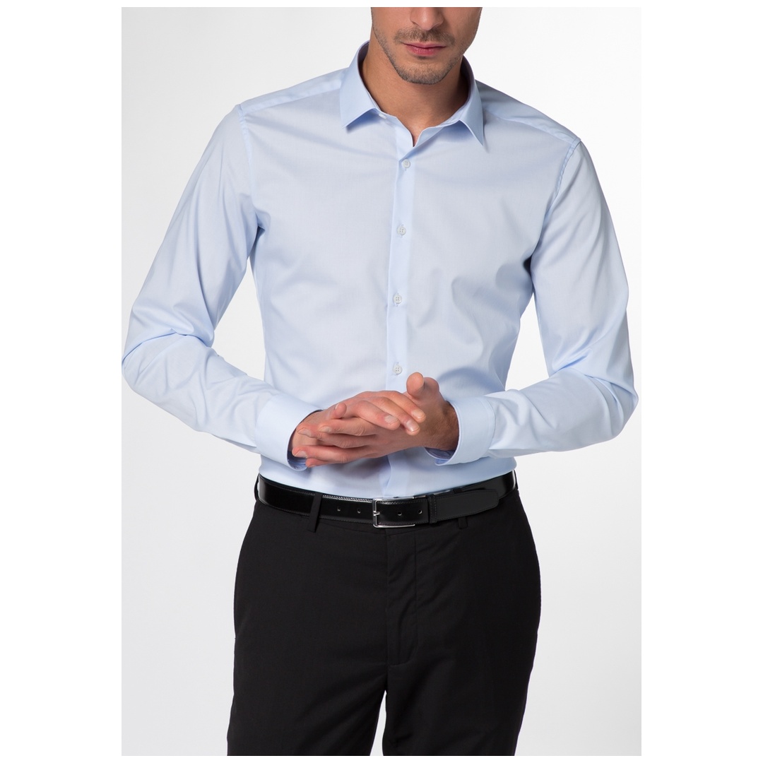 Eterna Hemd Uni Popeline Stretch Super Slim 8424-39-Z181 Gr. 38 schwarz