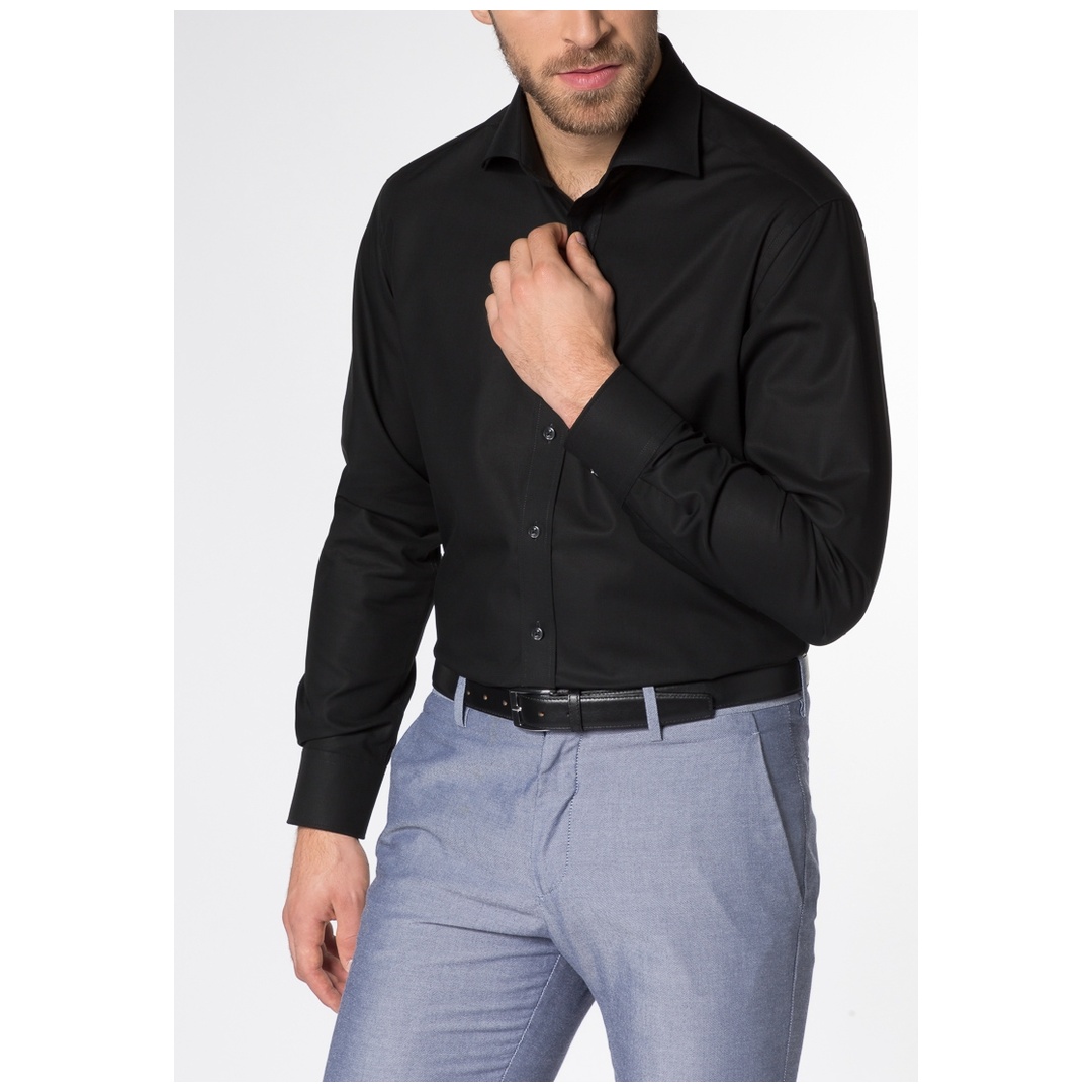 Eterna Hemd Uni Popeline Modern Fit ÄL 65cm 1100-39-X18K Gr. 43 schwarz