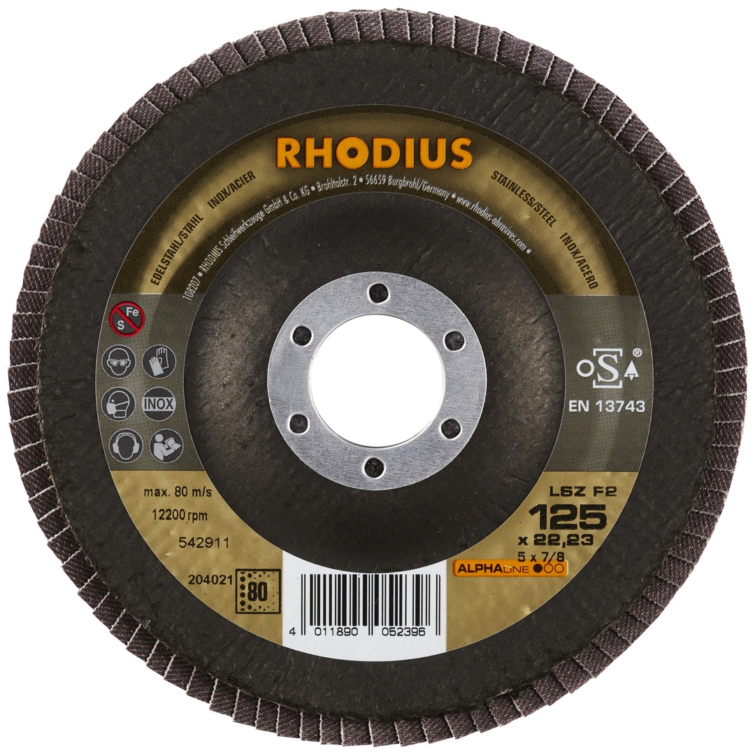 RHODIUS Lamellenschleifscheibe 125 mm K80 LSZ F2