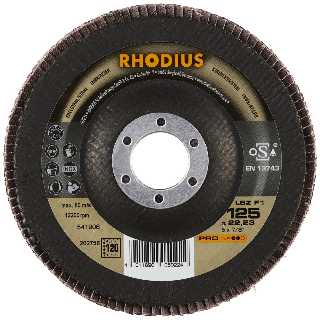 RHODIUS Lamellenschleifscheibe INOX125x22,23 K120