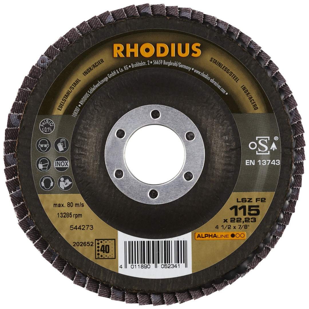 RHODIUS Lamellenschleifscheibe INOX115x22,23 mm K40