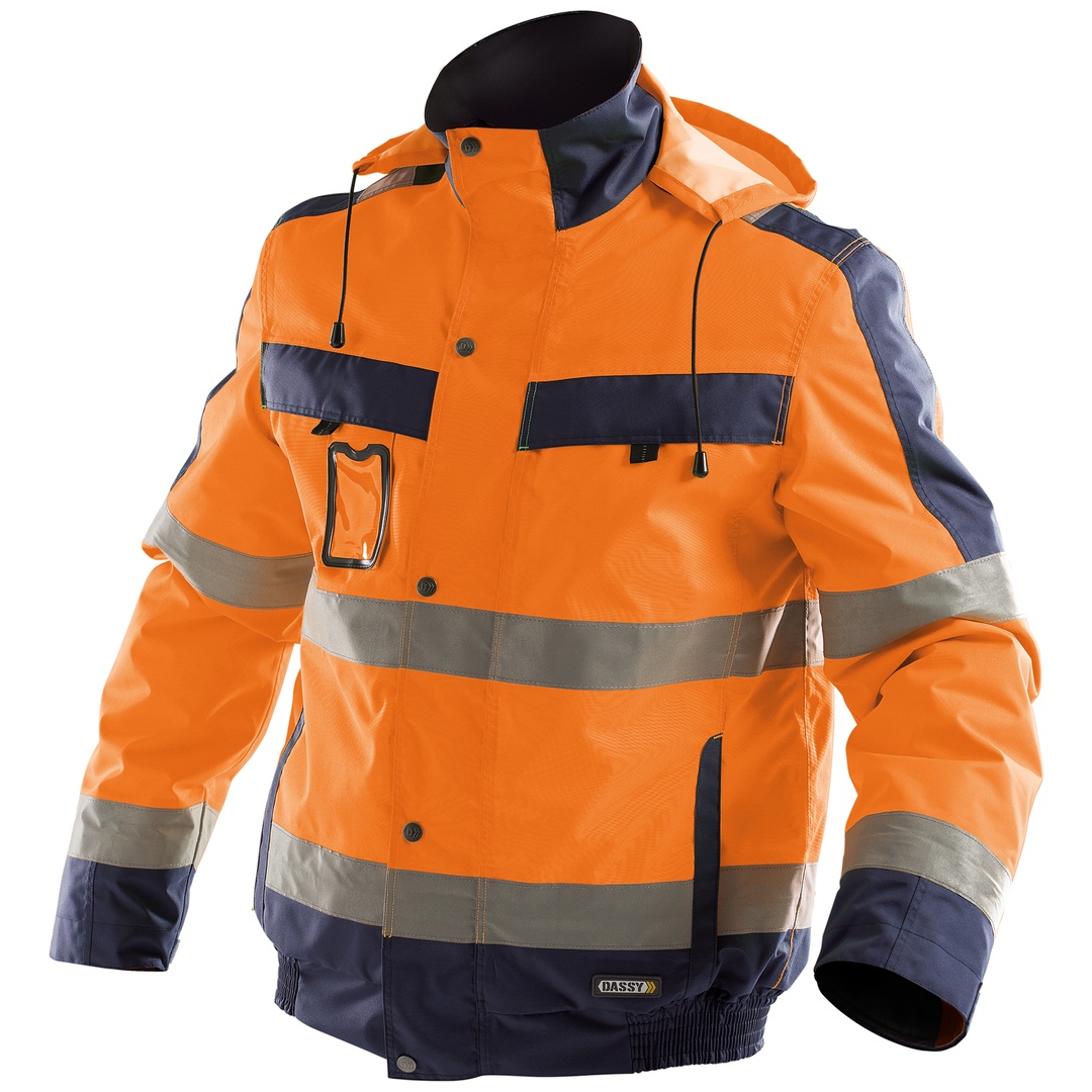 Dassy Warnschutz Winterjacke Lima Gr. S neonorange/dunkelblau