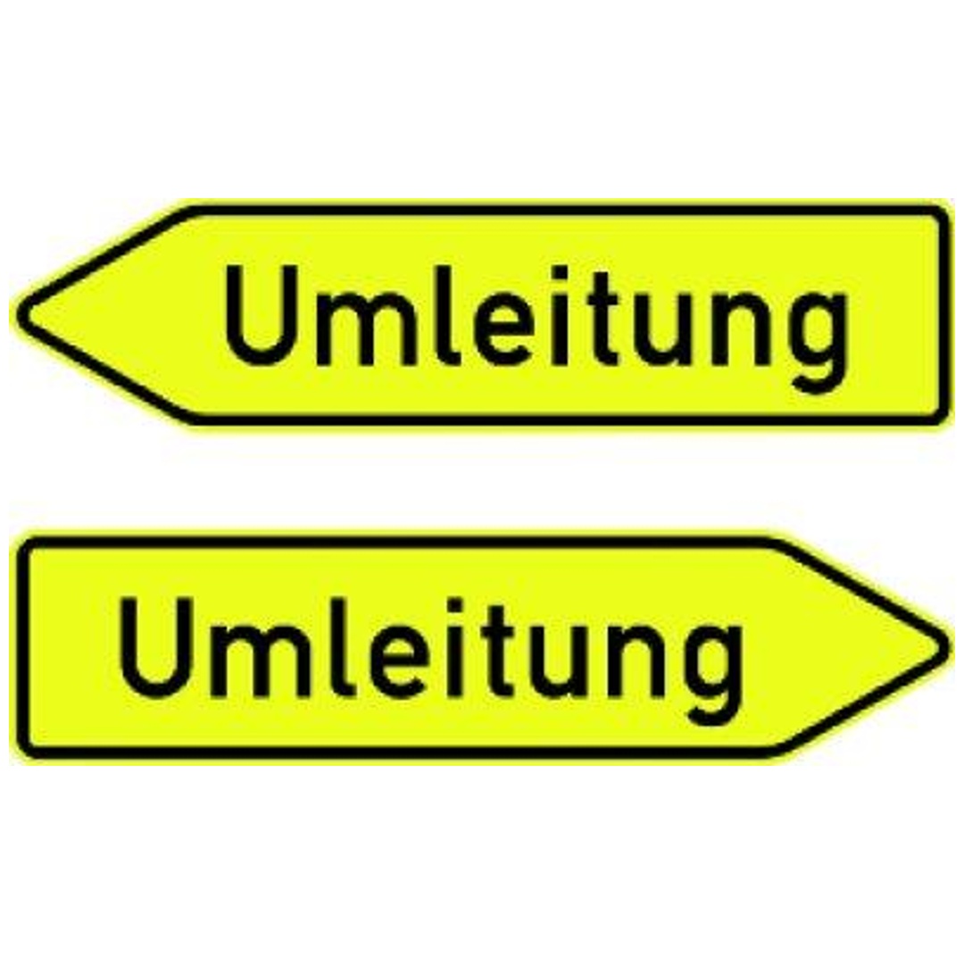 Verkehrszeichen 454-40, 1250x350 mm, Umleitung doppelseitig, RAL-Gütezeichen Folie RA2