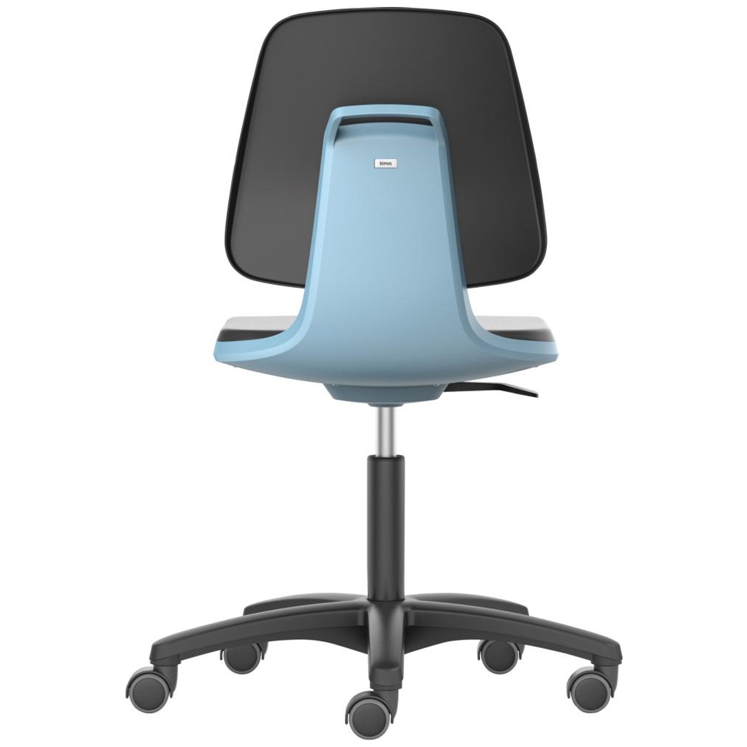 Bimos Arbeitsstuhl Labsit 2, K-Leder blau Sitzhöhe 450-650 mm, mit Rollen