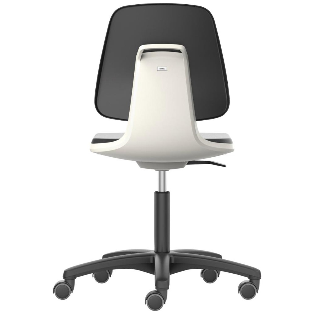 Bimos Arbeitsstuhl Labsit 2, K-Leder weiß Sitzhöhe 450-650 mm, mit Rollen