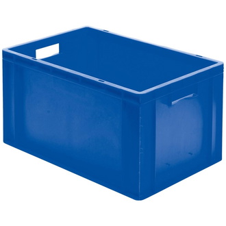 LA-KA-PE Transport-Stapelkasten B600xT400xH320 mm, blau, geschlossen mit Griffloch