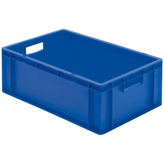 LA-KA-PE Transport-Stapelkasten B600xT400xH210 mm, blau, geschlossen mit Griffloch