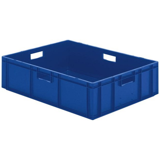 LA-KA-PE Transport-Stapelkasten B800xT600xH210 mm, blau, geschlossen mit Griffloch