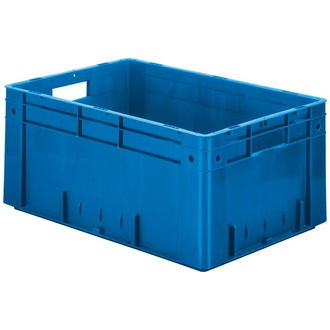 LA-KA-PE Transport-Stapelkasten B600xT400xH270 mm, blau Auflast 700 kg mit Griffloch