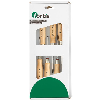 Fortis Schraubendr-Satz Holzheft 6-tlg. Schlitz/PH