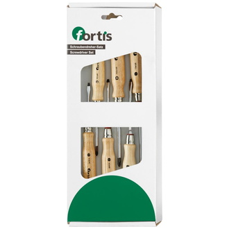 Fortis Schraubendreher-Satz mit Holzheft 6-tlg. für Schlitz/PZ