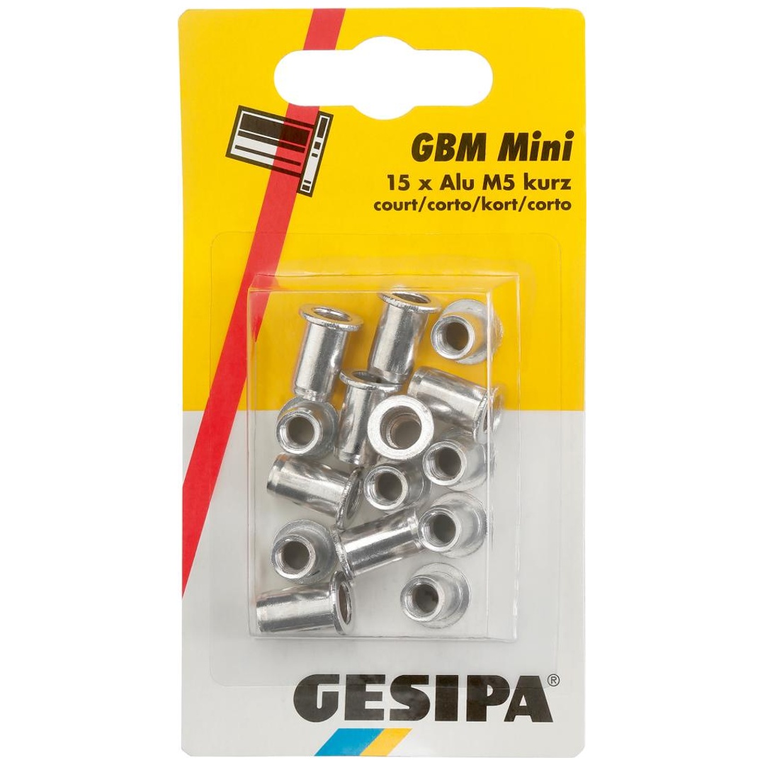 Gesipa Blindnietmutter Aluminium blank, Flachkopf, M 5, 11,5 mm lang, Rundschaft, offen