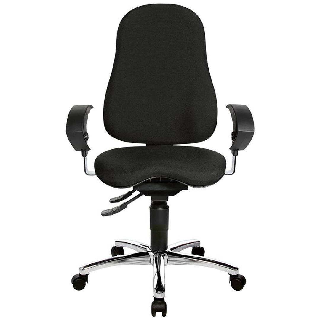 Office chair Topstar Sitness 10 with 1D armrests, Black/Chrome-plated, New, Ergonomic chair - ideal for flexible working