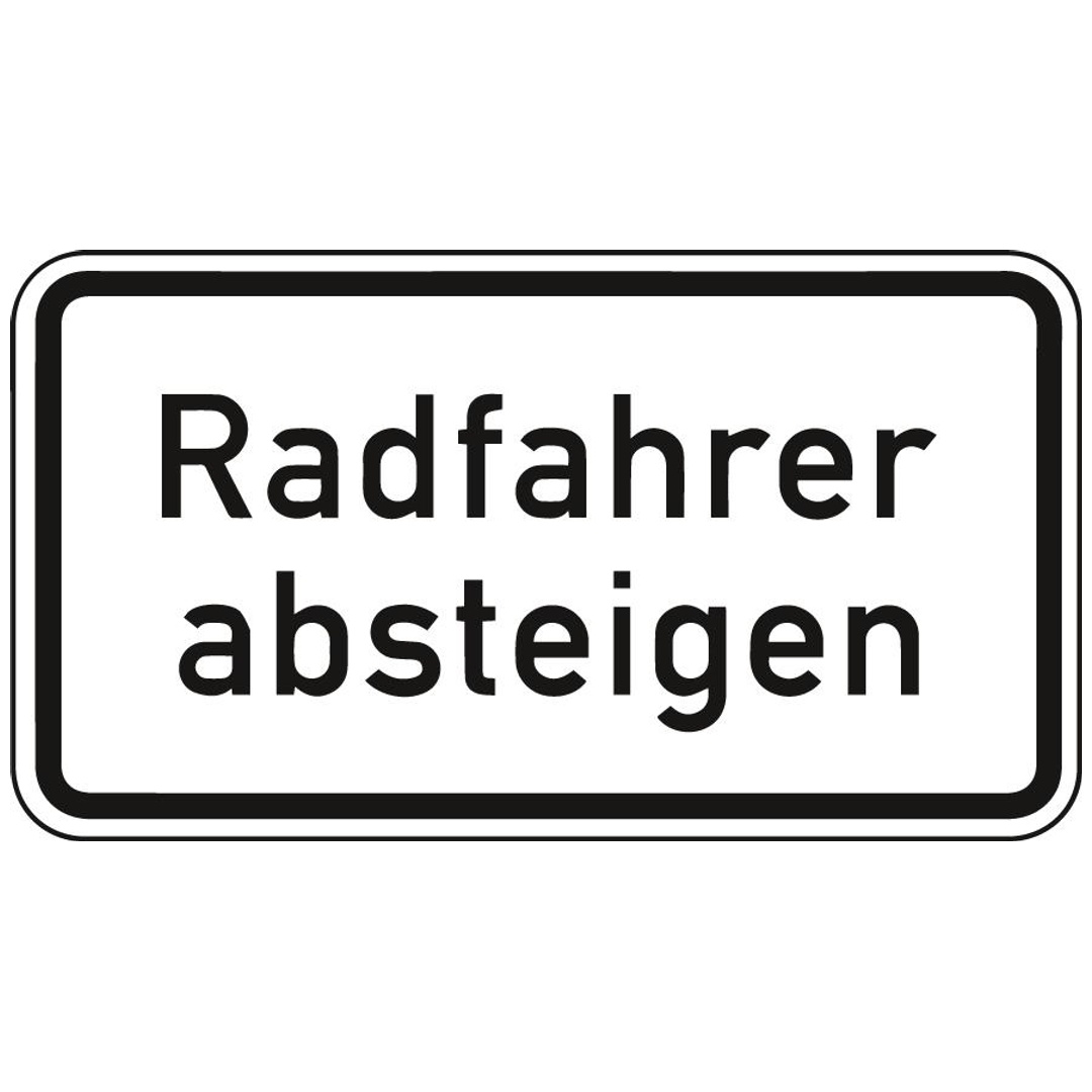 Zusatzschild 1012-32, 330x600 mm, Radfahrer absteigen, RAL-Gütezeichen Folie RA2