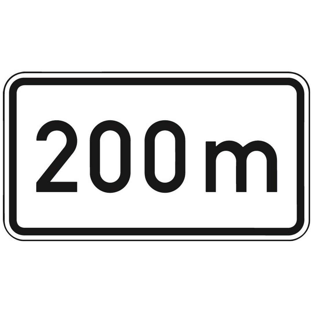 Zusatzschild 1004, 330x600 mm, 200 m, RAL-Gütezeichen Folie RA2