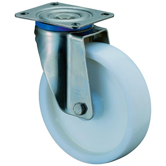 BS Edelstahl Schwerlastrolle HS100, Lenkrolle, Rad-Ø 100 mm, Tragkr. 300 kg, Pla - 1
