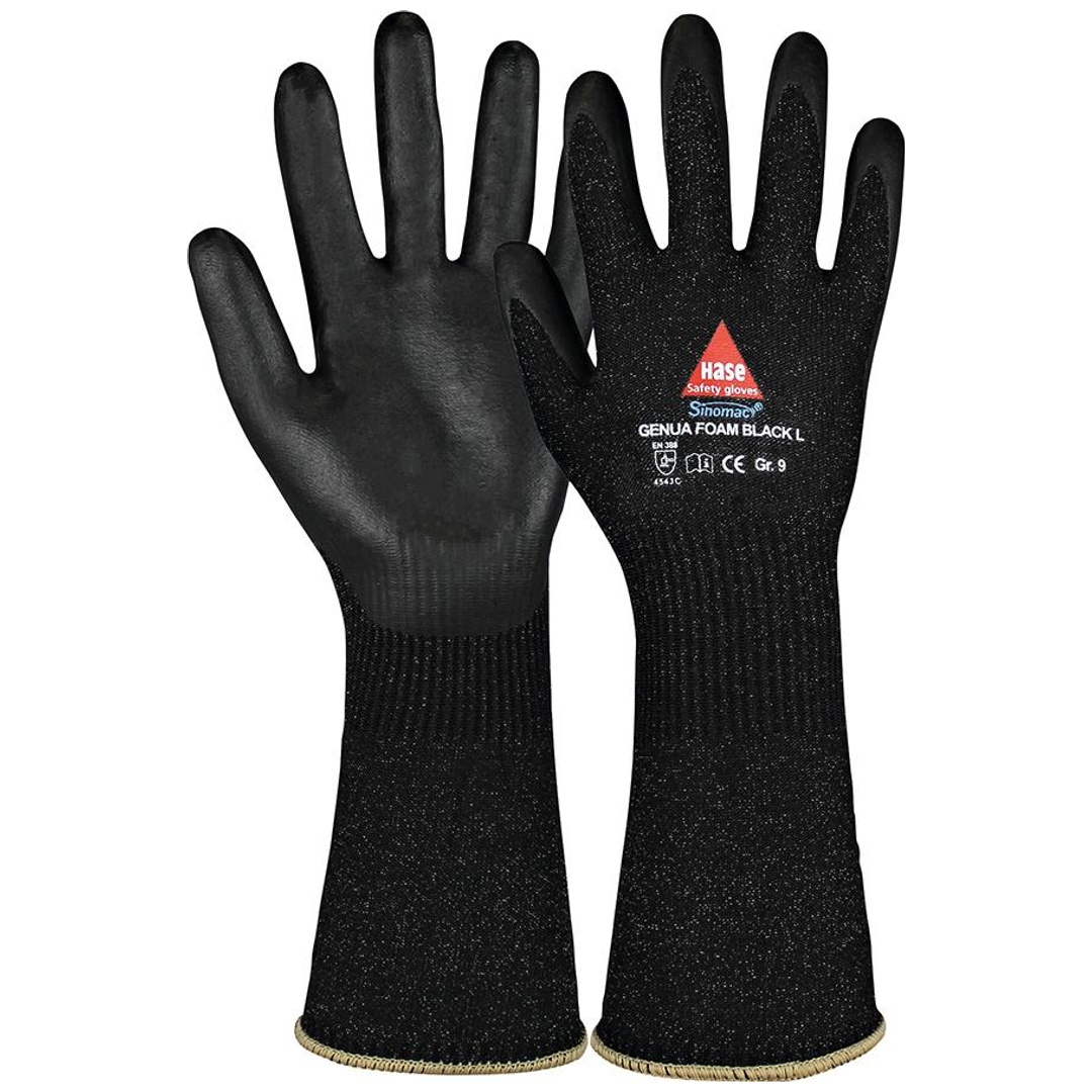 Hase Schnittschutzhandschuh Genua Foam Black Long, Gr. 9