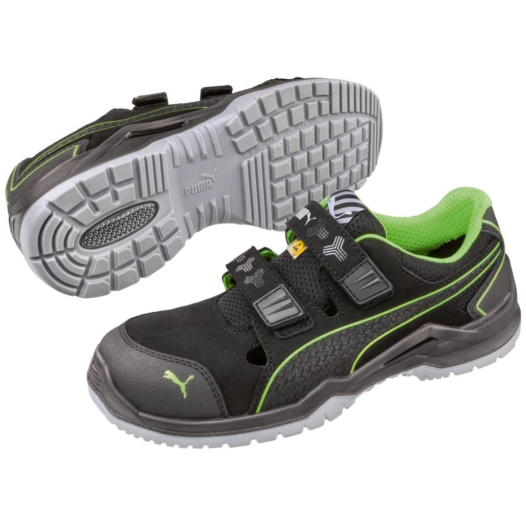 Puma Safety Puma Sicherheitssandale 644300 Neodyme Green Low S1P ESD SRC DGUV Gr.49 schwarz/grün