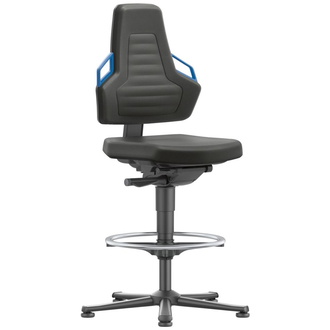 Bimos Arbeitsstuhl Nexxit 3 Griff blau Sitzhöhe 570-820 mm, Stoff schwarz,Fußring