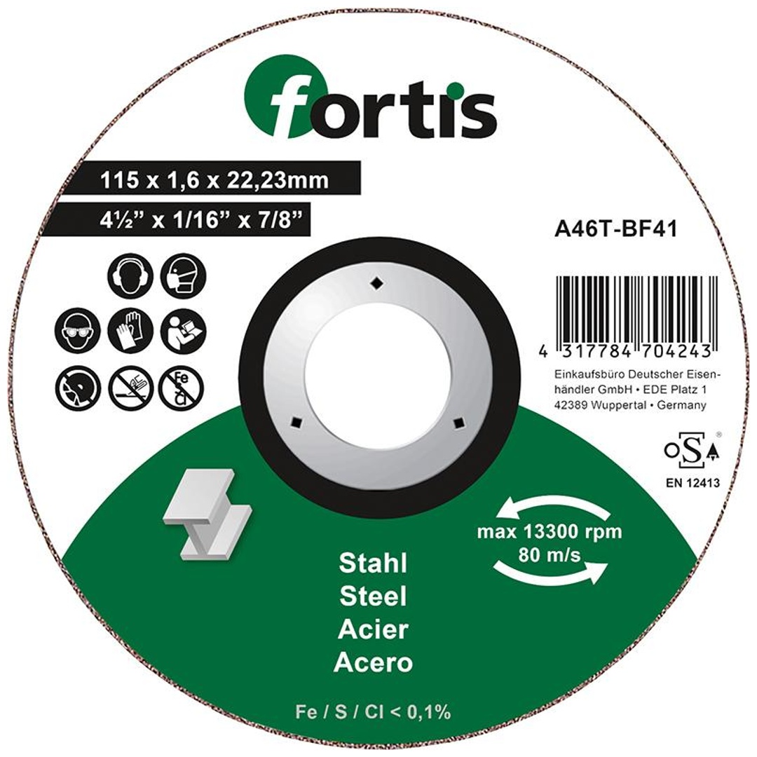 Fortis Trennscheibe Stahl 115 x 1,6mm gerade