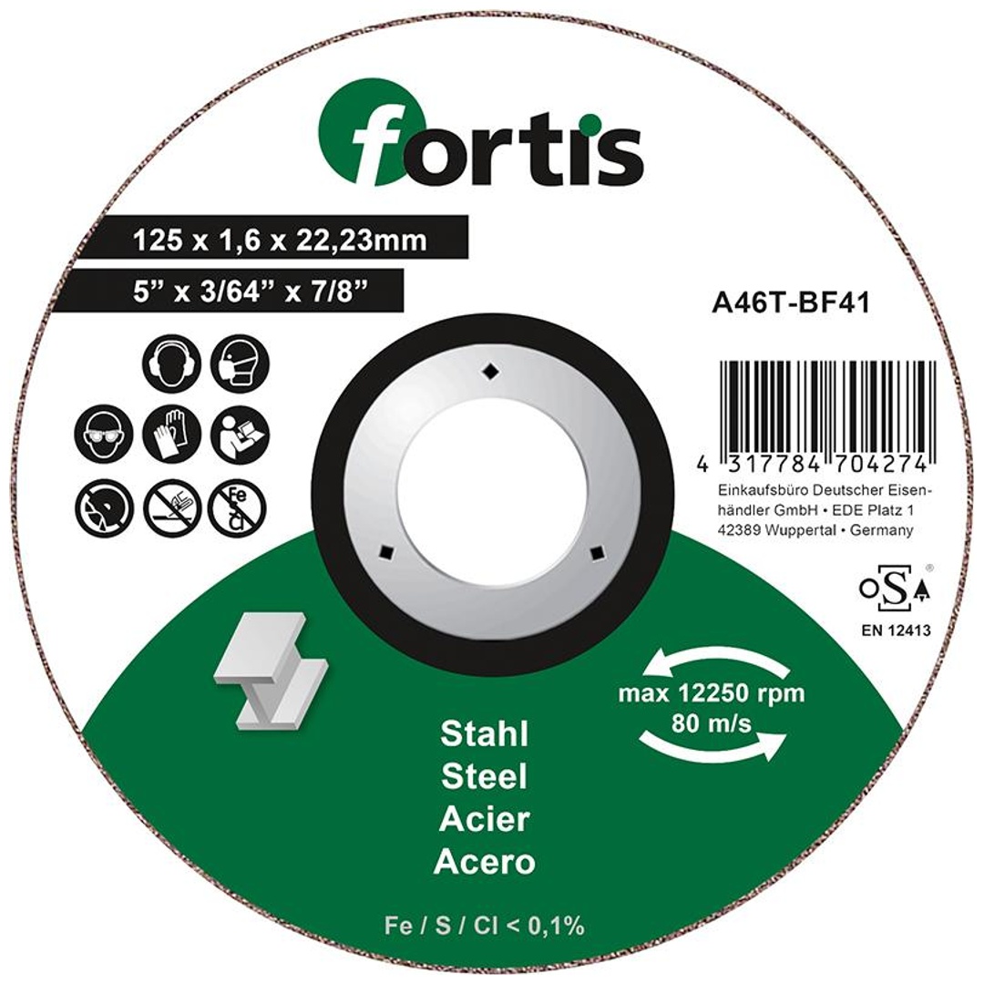Fortis Trennscheibe Stahl 125 x 1,6mm gerade