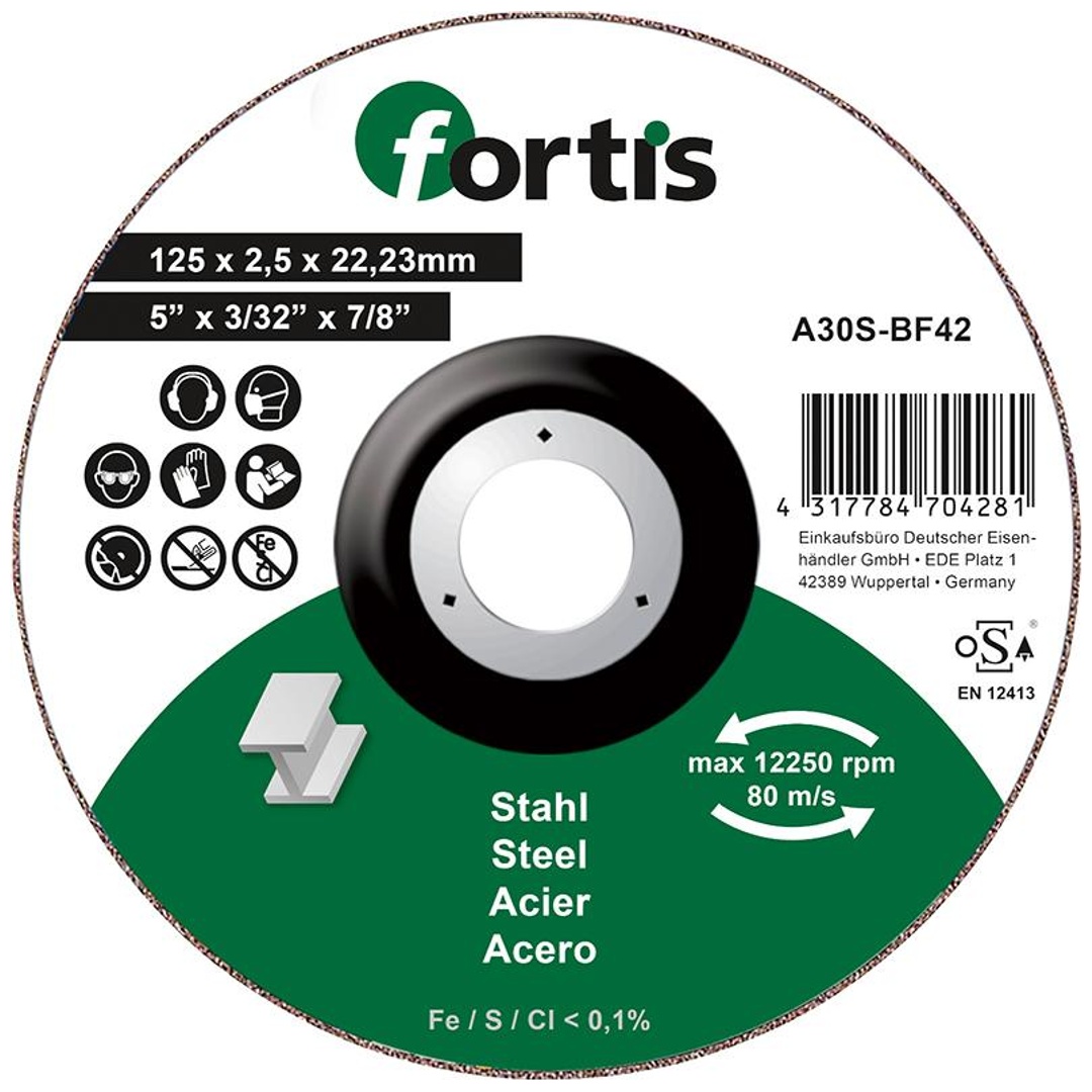 Fortis Trennscheibe Stahl 125 x 2,5mm gekr.