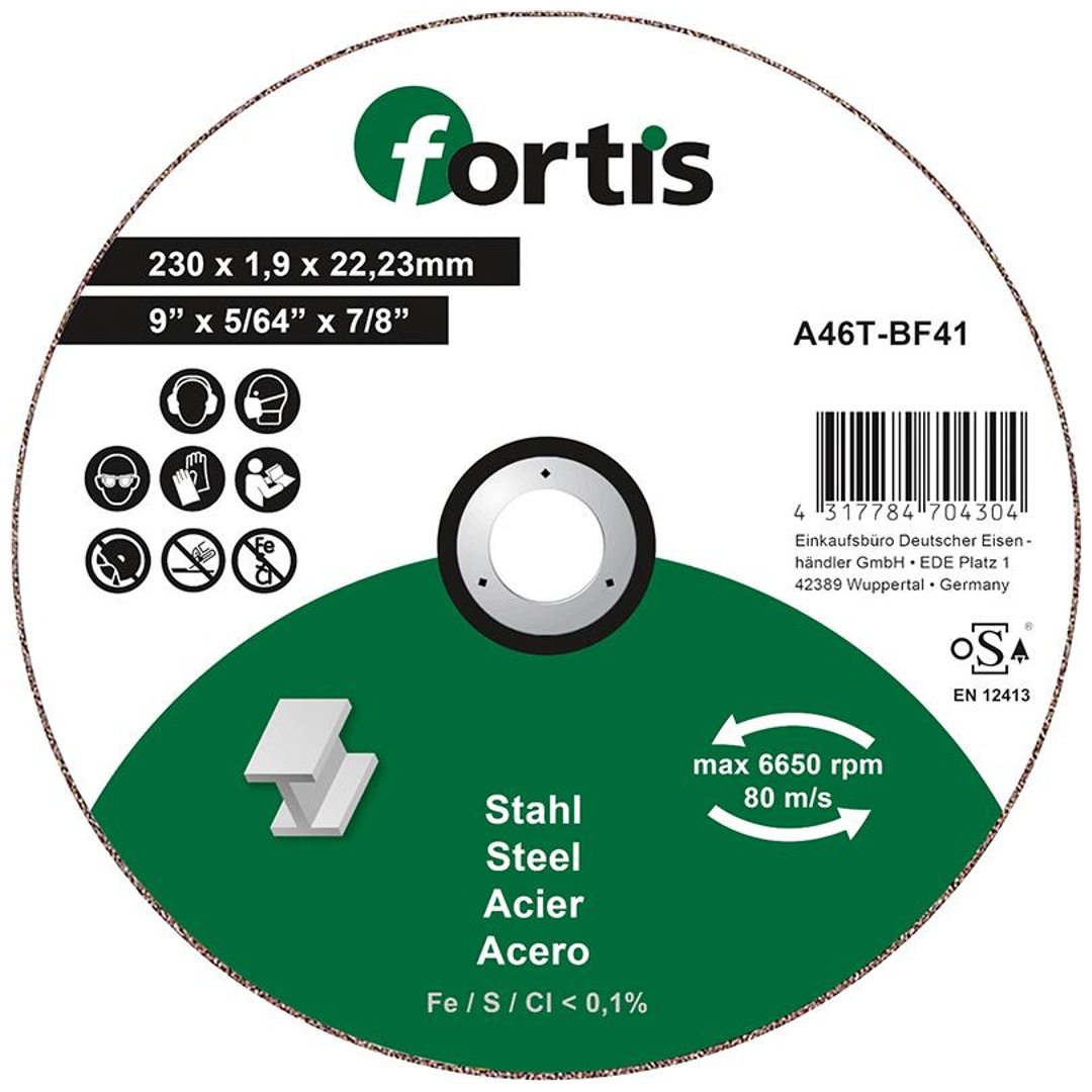 Fortis Trennscheibe Stahl 230 x 1,9mm gerade
