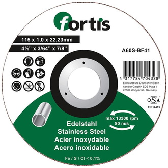 Fortis Trennscheibe Edelstahl 115 x 1,0mm gerade