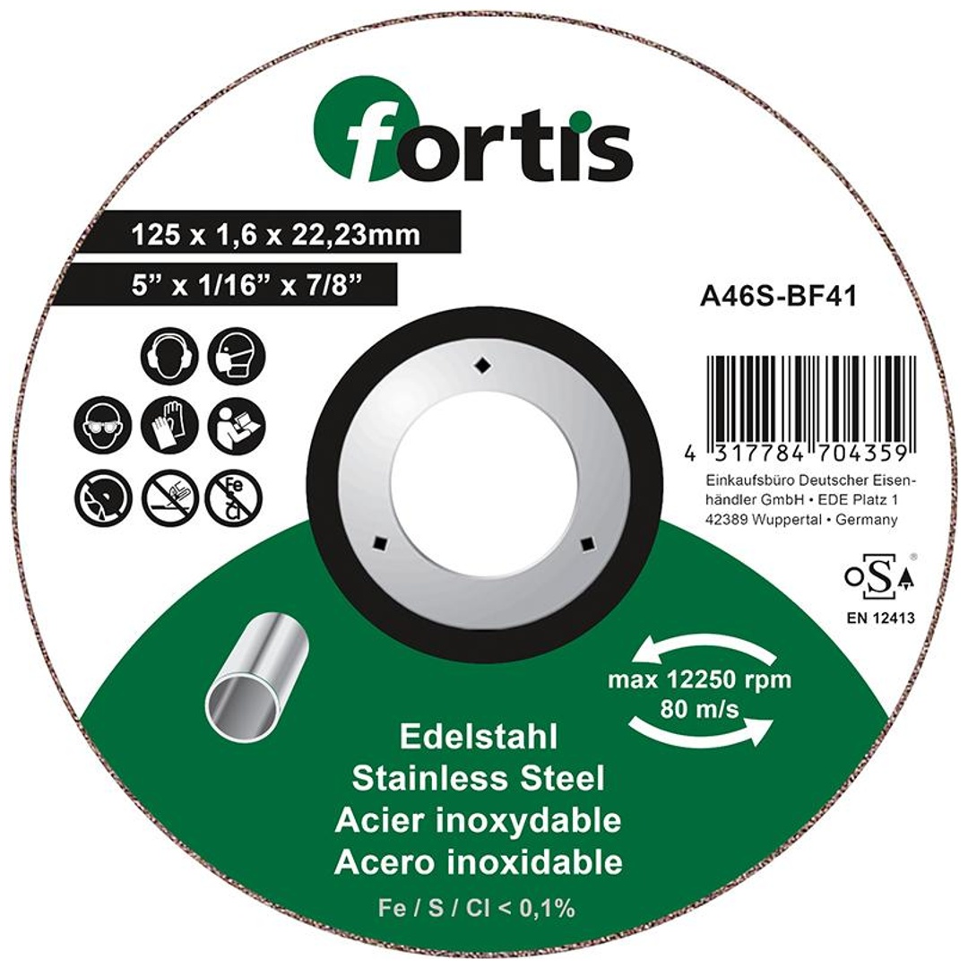 Fortis Trennscheibe Edelstahl 125 x 1,6mm gerade