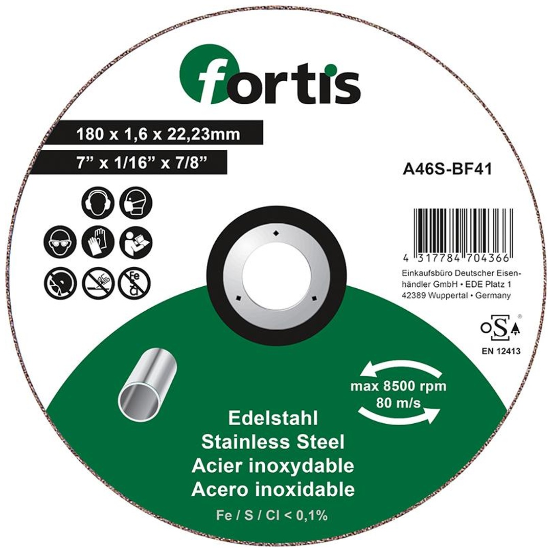 Fortis Trennscheibe Edelstahl 180 x 1,6mm gerade