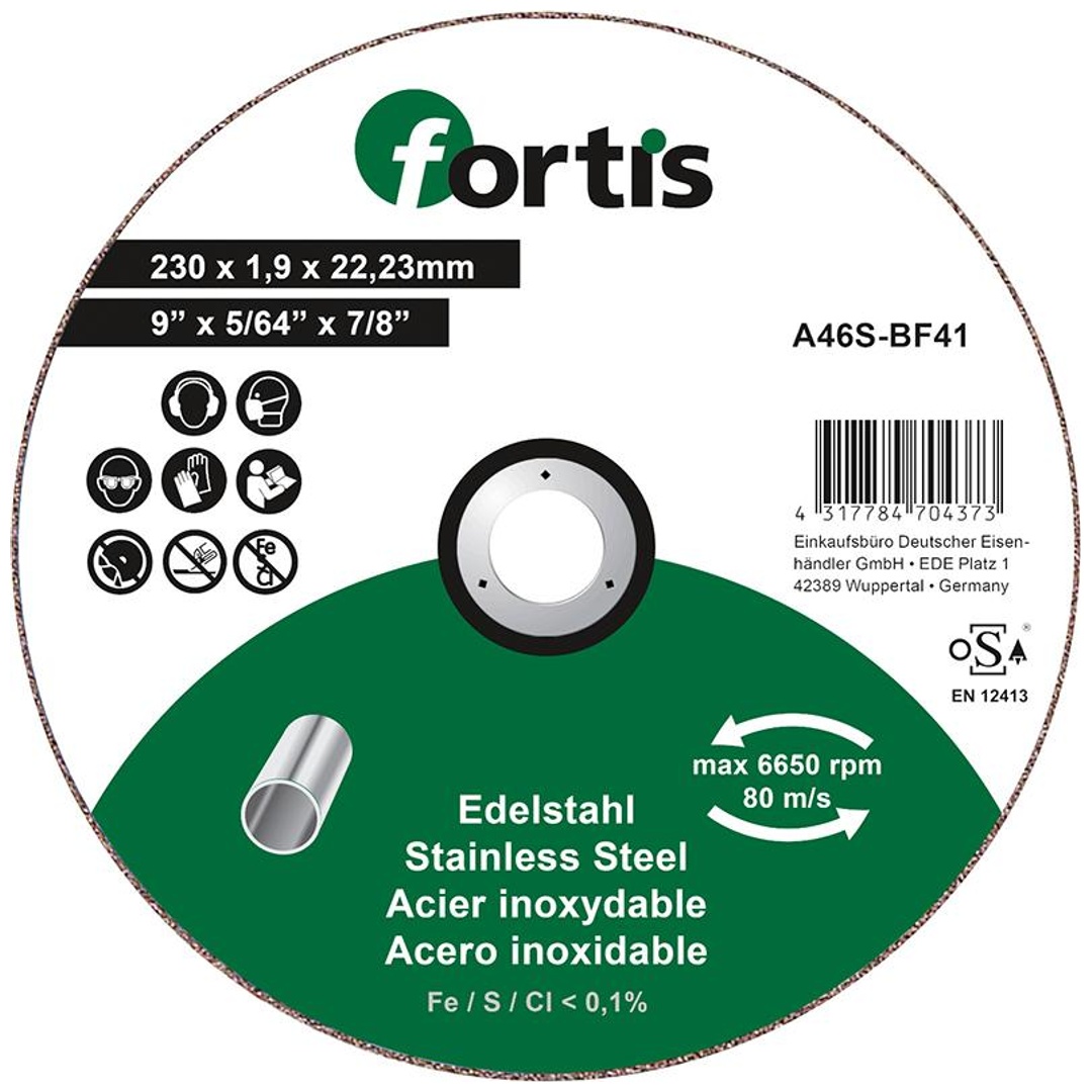 Fortis Trennscheibe Edelstahl 230 x 1,9mm gerade