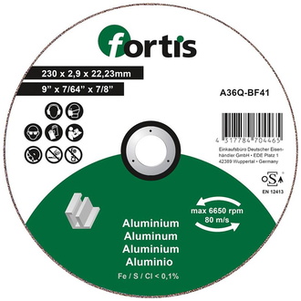 Fortis Trennscheibe ALU-NE 230 x 2,9mm gerade