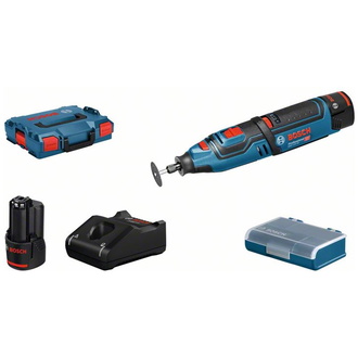 Bosch Akku-Rotationswerkzeug GRO 12V-35, incl. 2x Akku GBA 2 Ah, Schnellladegerät, Zubehör, L-BOXX