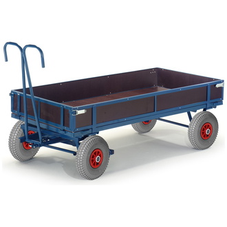 ROLLCART Handpritschenwagen mit Holzbordwänden, Ladefläche 960x660 mm, Ladehöhe 410 mm, Vollgummirad