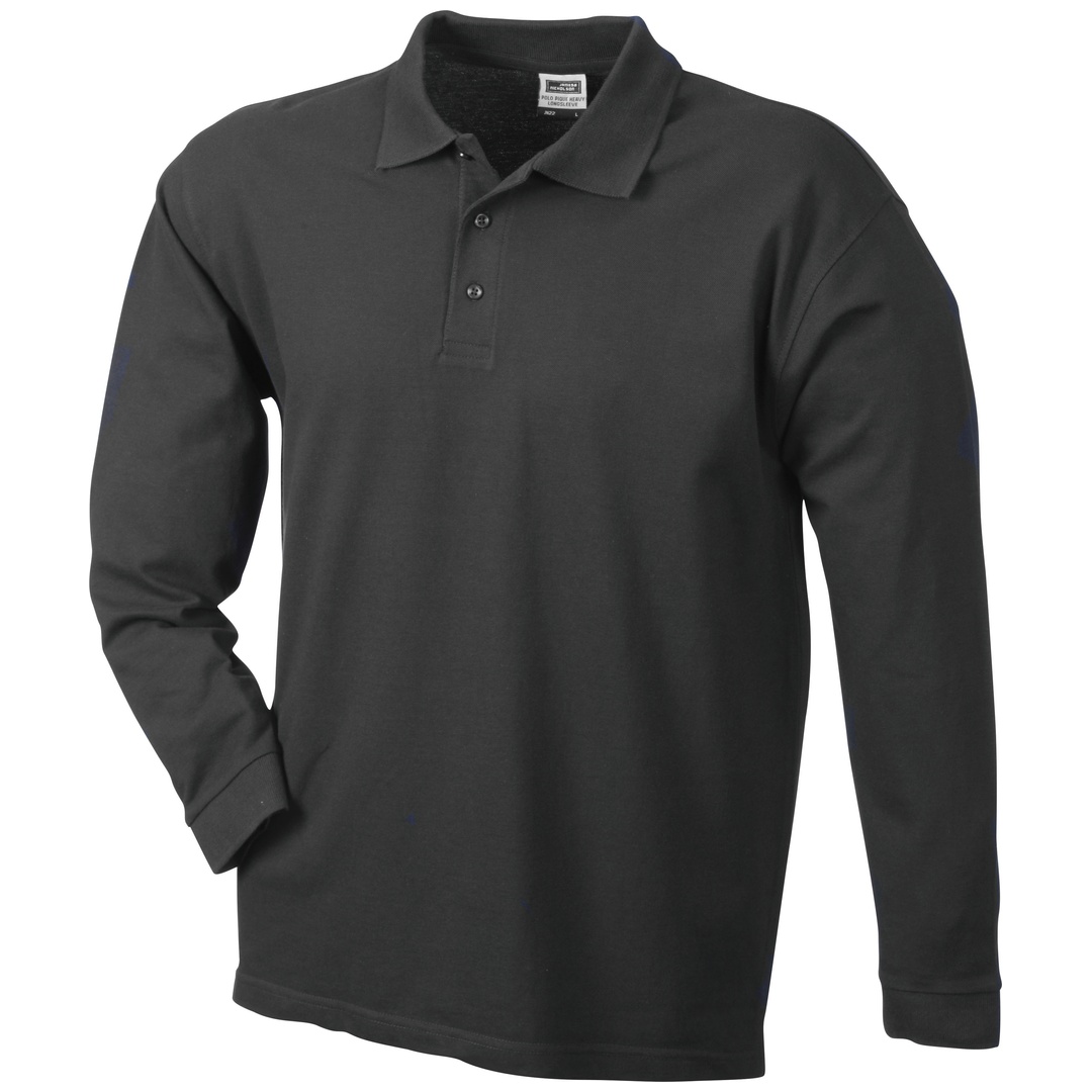 James & Nicholson Polo-Piqué Heavy Longsleeved JN022 Gr. M black