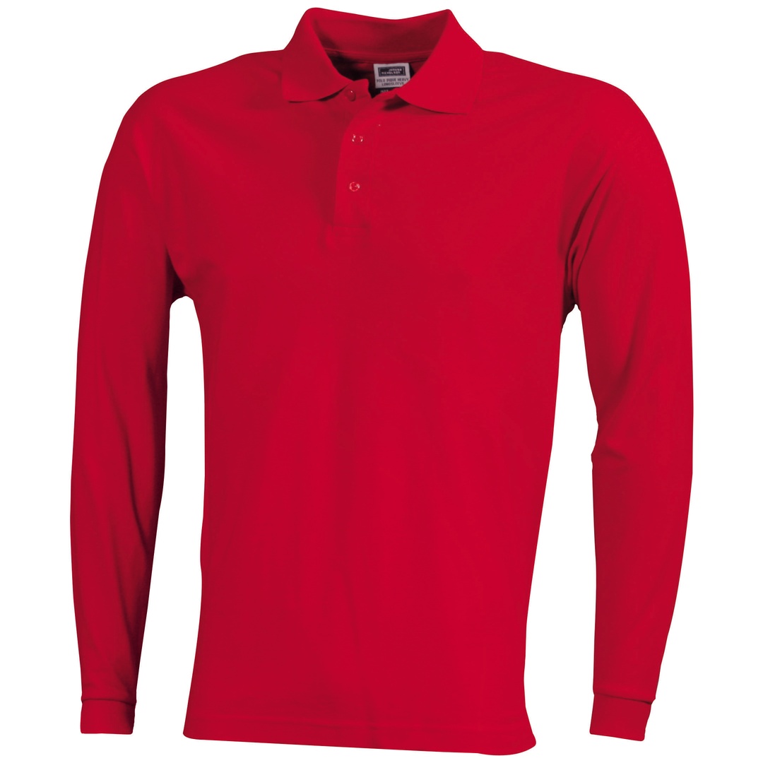James & Nicholson Polo-Piqué Heavy Longsleeved JN022 Gr. M red