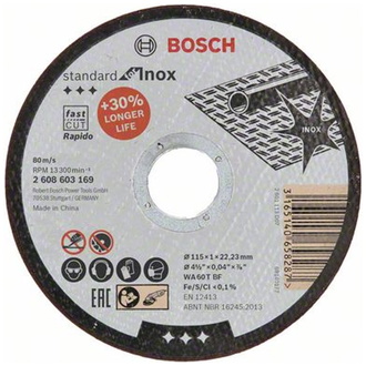 Bosch Trennscheibe gerade Standard for Inox - Rapido WA 60 T BF, 115 mm, 1,0 mm