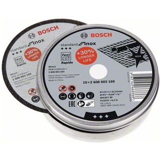 Bosch Trennscheibe gerade Standard for Inox - Rapido WA 60 T BF, 115 mm, 1, 10er-Pack