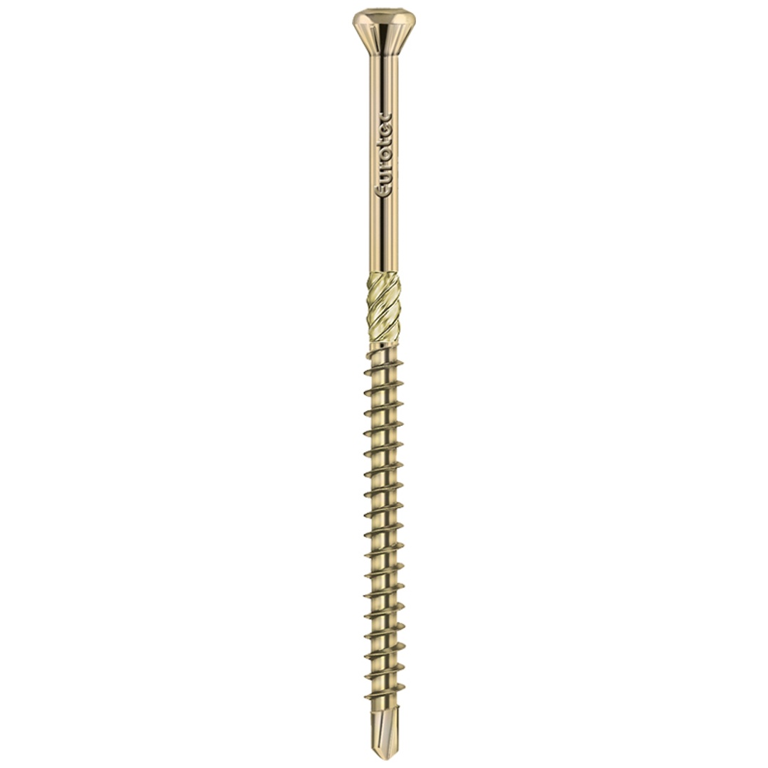 Eurotec Spanplattenschraube 3,2x40mm Zierkopf TX Stahl vermessingt, Bohrspitze