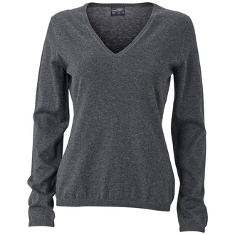 James & Nicholson Ladies Pullover mit Seide/Kaschmir-Anteil Gr. XS anthracite-melange