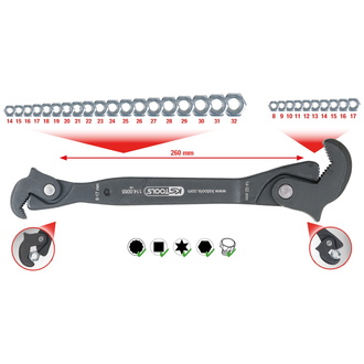 KS Tools Einhand-Multifunktions-Schlüssel, 8-17/14-32 mm