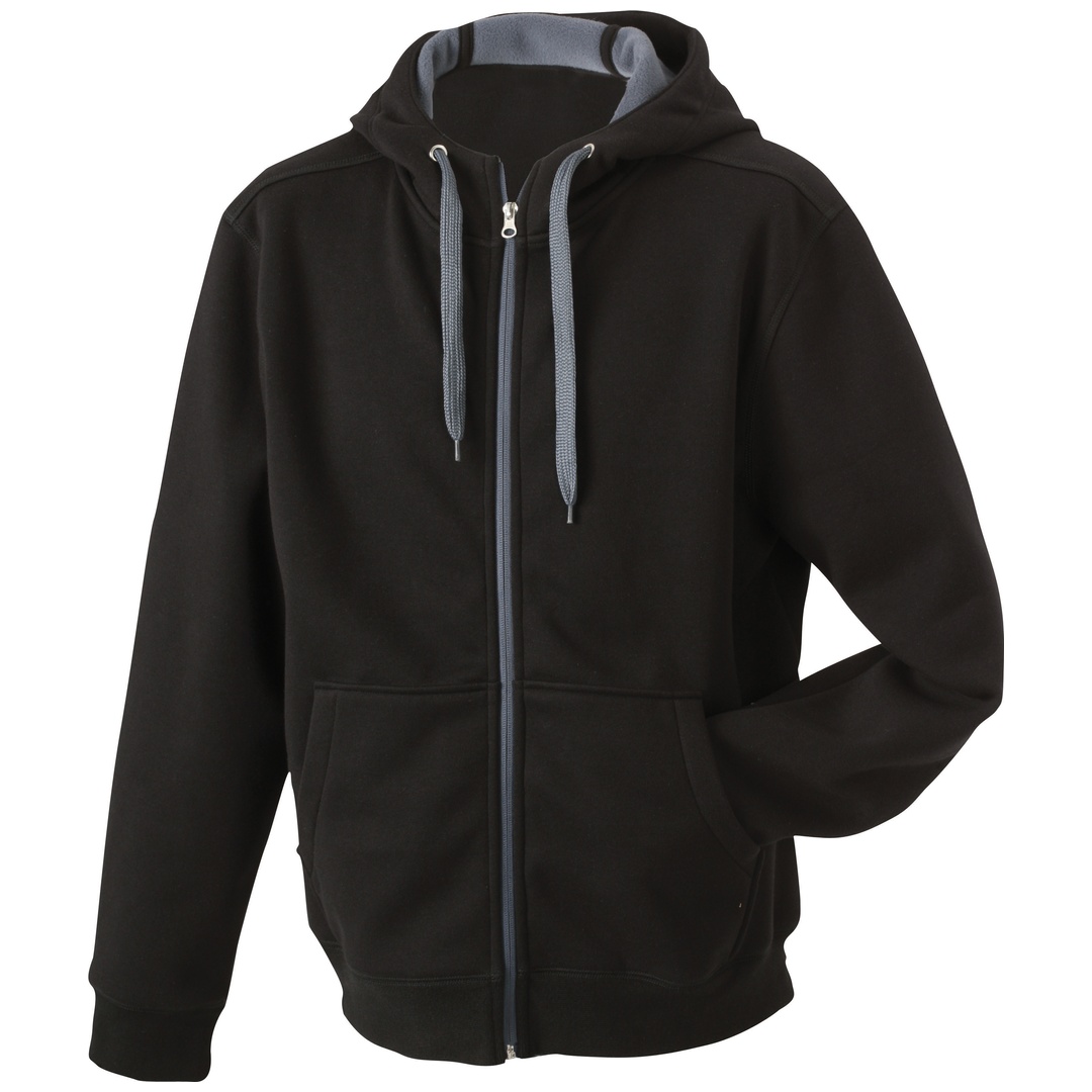James & Nicholson Herrenjacke JN355 mit Kapuze Gr. XXL black/carbon