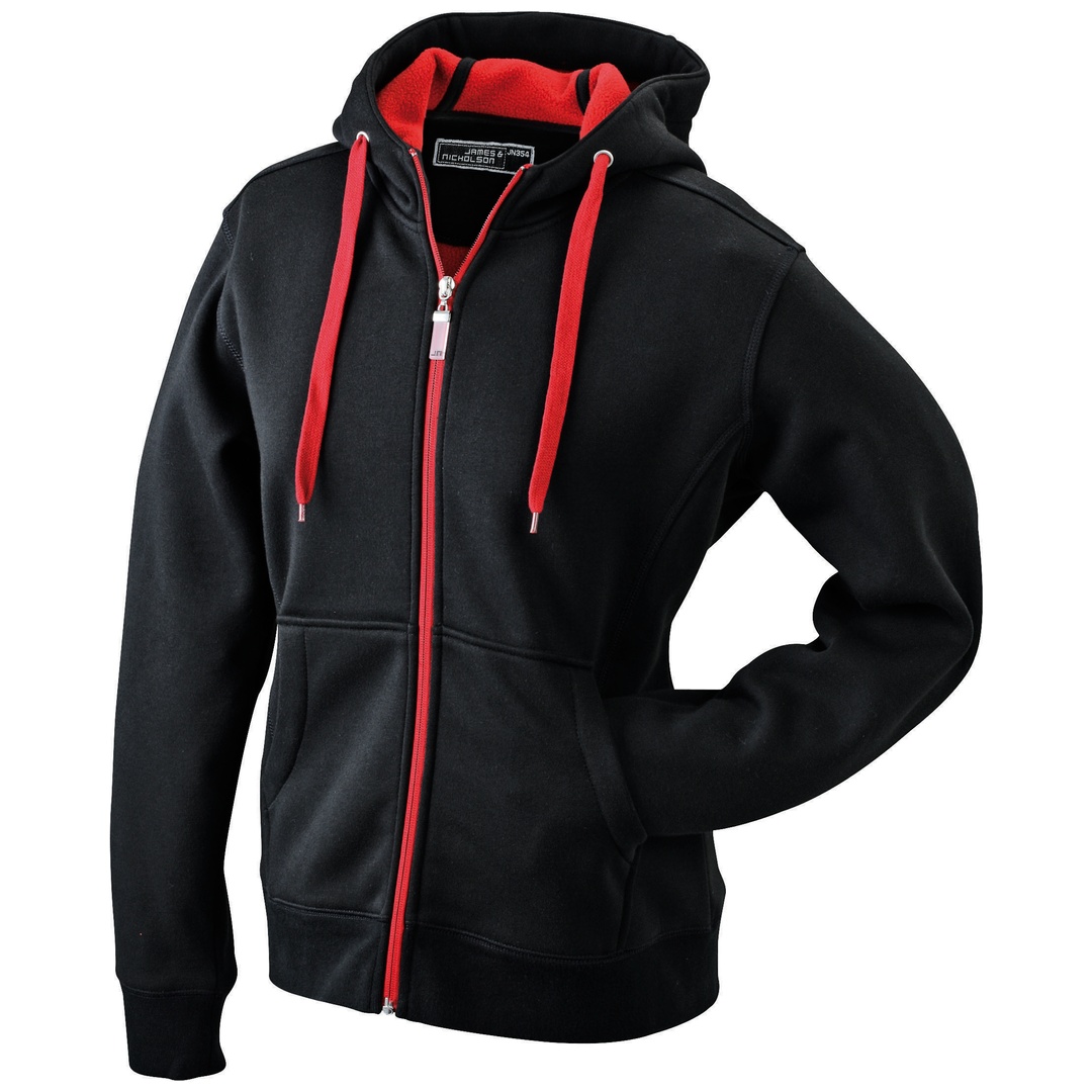 James & Nicholson Herrenjacke JN355 mit Kapuze Gr. M black/red