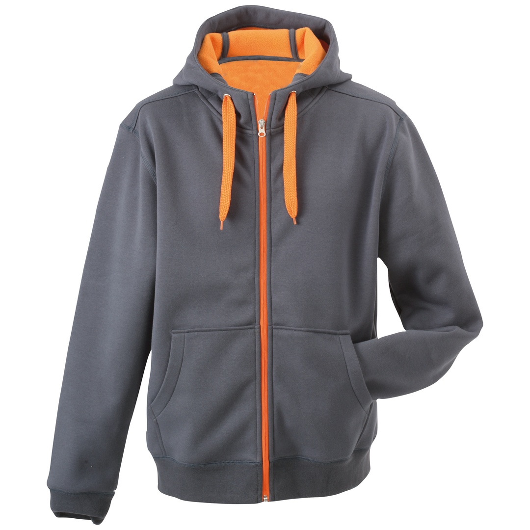 James & Nicholson Herrenjacke JN355 mit Kapuze Gr. XXL carbon/orange