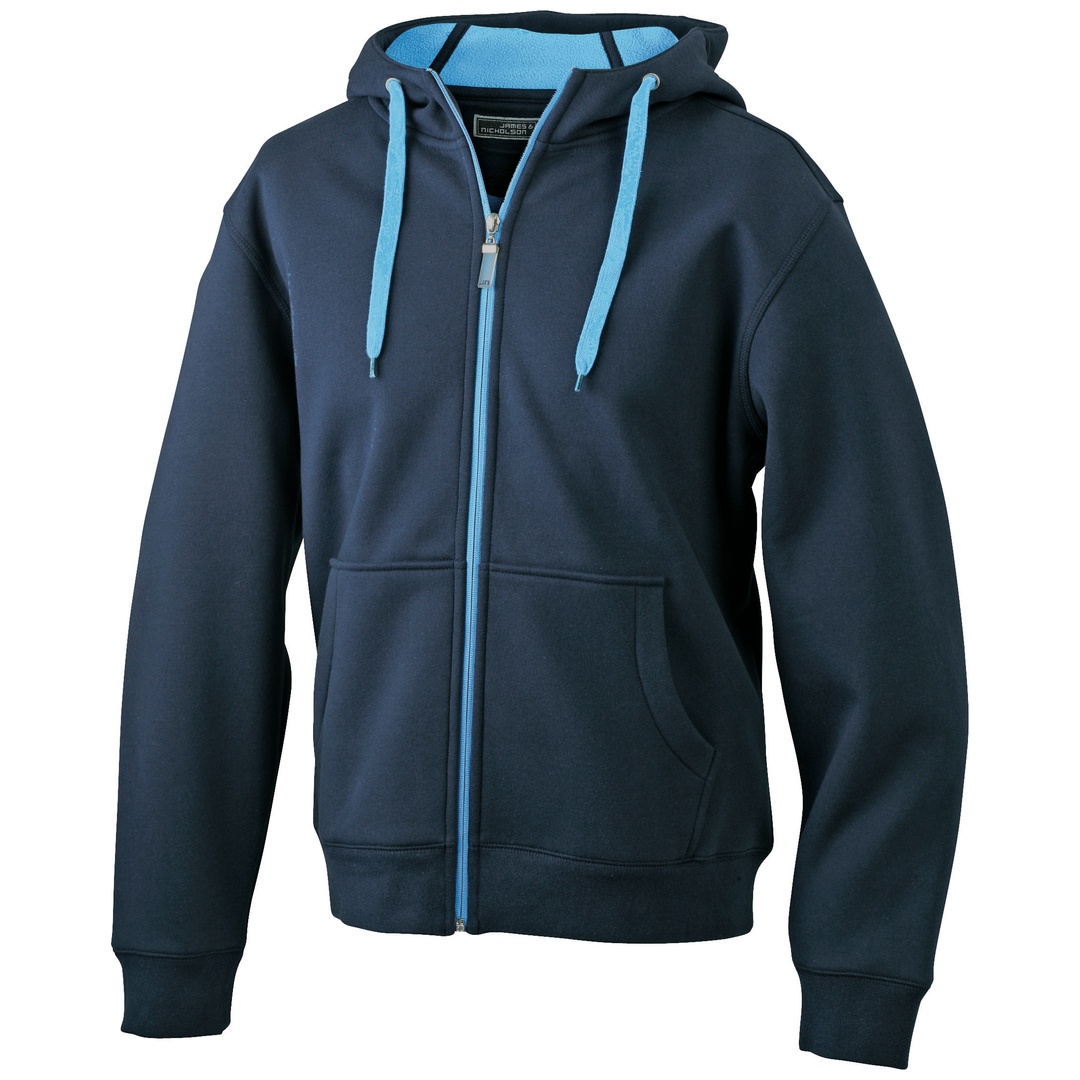 James & Nicholson Herrenjacke JN355 mit Kapuze Gr. 3XL navy/aqua